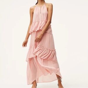 LOFT Blush Pink Tiered Maxi Dress